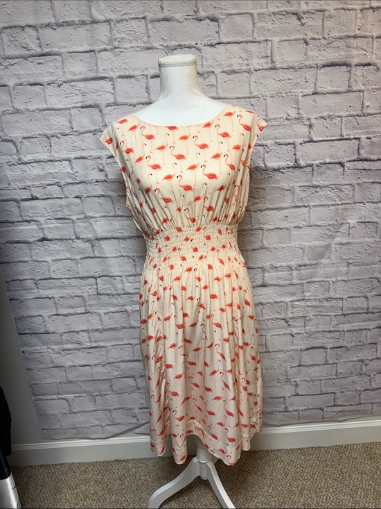 kate spade Dresses & Skirts - kate spade Cream Midi Dress with Coral Flamingo Print